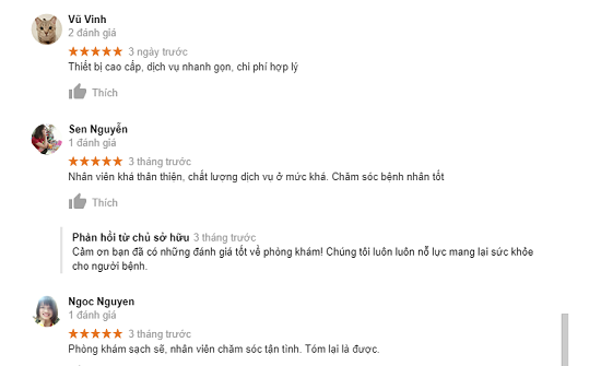 Đánh giá về phòng khám của bệnh nhân
