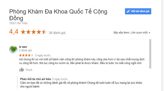 Đánh giá phòng khám đa khoa quốc tế cộng đồng